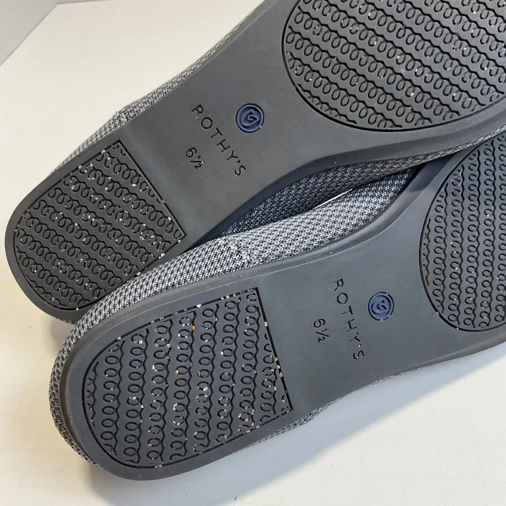 Rothys The Point Charcoal Heather Grey Knit round Toe Flats Women's 6.5
